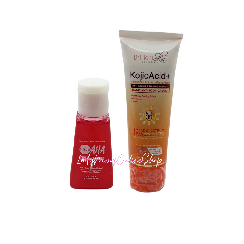 Brilliant AHA Serum (30mL) & Brilliant Skin Kojic Acid Lotion (120g)