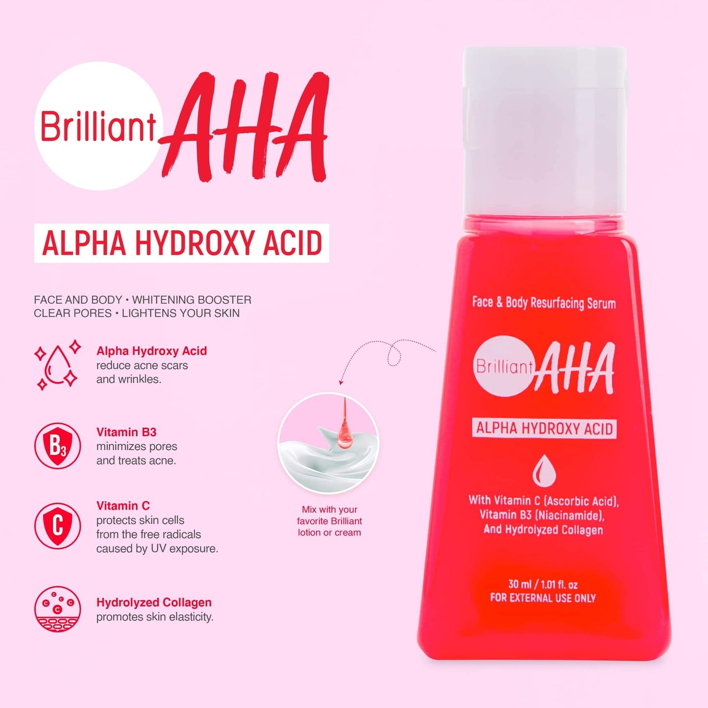 (2 Bottles) Brilliant AHA Serum (30mL)