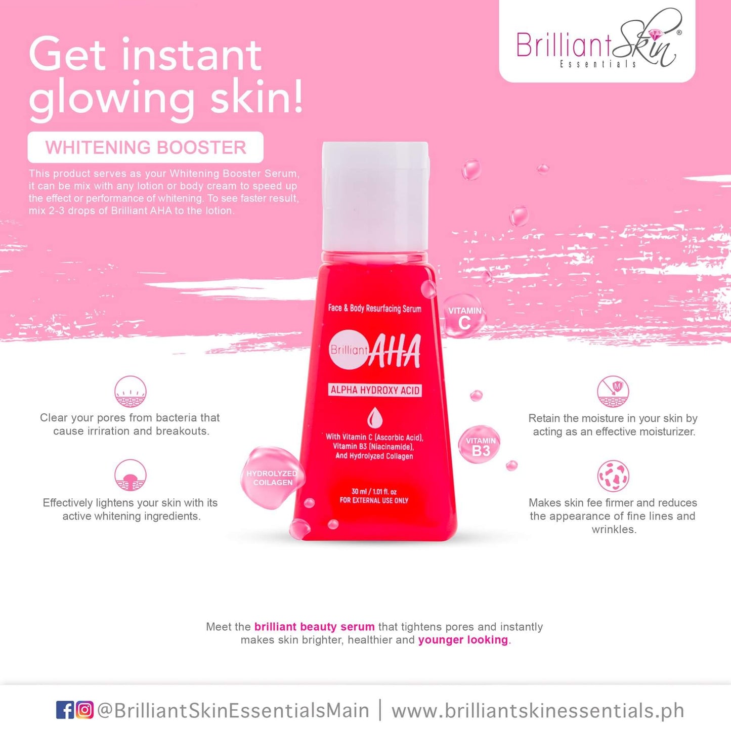 Brilliant AHA Serum (30mL) & Brilliant Skin Kojic Acid Lotion (120g)